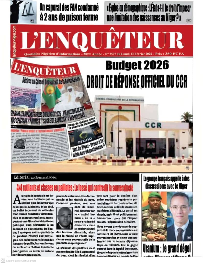 Note De La Rédaction (NDLR) de L’Enquêteur sur le Droit de Réponse Officiel du CCR : Pour la clarté du débat et le succès de la Refondation